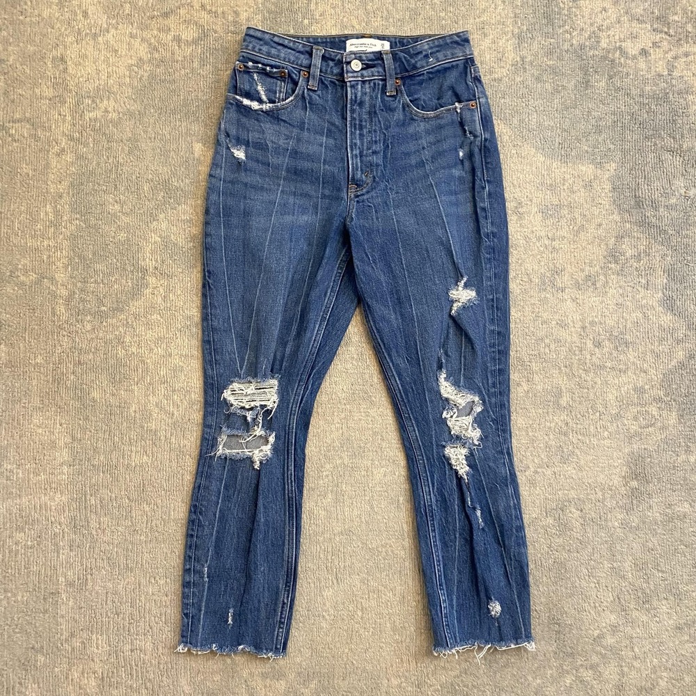 Abercrombie & Fitch Curve Love Jeans Womens 25 High Rise Mom Distressed Denim